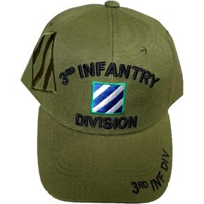 First Military Choice 3rd Infantry Division Emblem (3rd Inf Div on Bill) (Black Letters) Baseball Cap Green