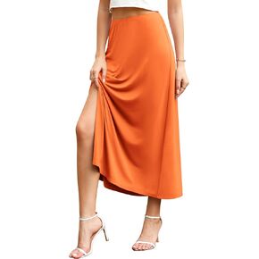 Jouica Womens Summer Casual Elegant Elastic High Waist Side Split Summer Beach Sexy Midi Skirt for Women 2024