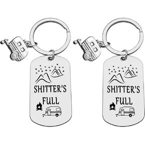 Xiahuyu 2pcs Camper Keychain Happy Camper RV Keychain Camping Gifts for Men Women Camper Trailer