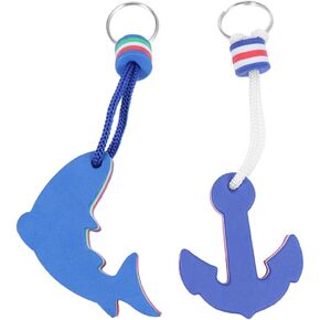 Floating Key Chain 2Pcs Floating Key Chains EVA Dolphin and Anchor Keyring Water Buoyant Keychain Floating Boat Keyrings for Boating Kayak Fishing Water Sports Key Ring