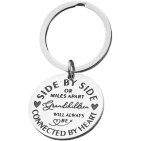 Family Keychain, Side By Side or Miles Apart Family Will Always Be Connected By Heart Jewelry Gift …