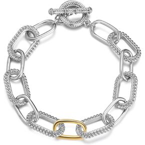 POWNOOL Cable Link Bracelet for Women-Gold and Silver Circle Chain Bangle Bracelets Designer Inspired Dupes Statement Jewelry Christmas Gift