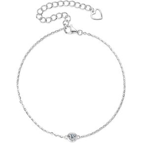 Moissanite Bracelet, D Color Lab Created Diamond Bracelet, 18K Gold Plated Sterling Silver Dainty Link Bracelet for Women Valentine's day Mother's day Birthday Gifts
