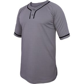 Exxact Sports Blank Baseball Jersey Men, Classic Design Button Down Plain Baseball Jersey for Men, Two Button Jersey