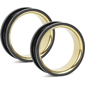 Stainless Steel Ear Gauges Screw Plugs 30mm Tunnels for Ears Double Flared Expander Stretcher Earrings (Black, Golden)