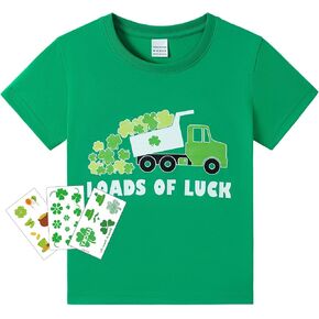 MERIABNY Kids St Patricks Day Shirt Lucky Shamrock Short Sleeve Shirt for Aged 4-11 in Kuwait