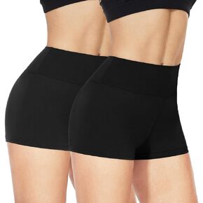 NexiEpoch 2 Pack Workout Biker Shorts Womens - 3" /5"/8" Booty Volleyball High Waisted Black Spandex Shorts for Yoga Dance