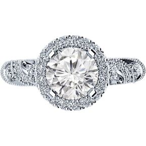 1.5 Carat Classic Lab Grown Synthetic Vintage Designer Milgrain Halo IGI Certified Diamond Engagement Ring (0.75 Ct, H-I Color, VS1-VS2 Clarity Center)