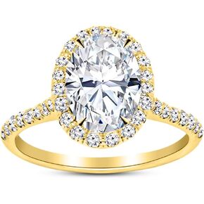 14K White Gold 2.5 Carat LAB GROWN DIAMOND Halo Oval Cut Diamond Engagement Ring (E-F Color VS2-SI1 Clarity 2 Ct Center)