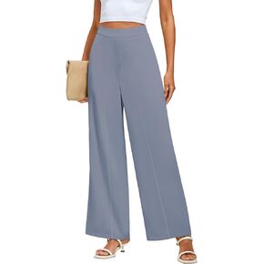GRAPENT Wide Leg Dress Pants Women High Waisted Pull On Business Casual Work Pants Elastic Waist Dressy Trousers Pockets