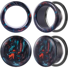 4PCS Stainless Steel Ear Gagues Ink Mixing Type Ear Tunnels and Plugs Screw Fit Expander Stretcher Piercings