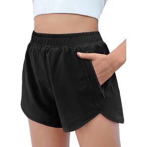 Zaclotre Girls Athletic Shorts with Zipper Pockets High Waisted Running Short Soccer Gym Sports Preppy Clothes for Kids