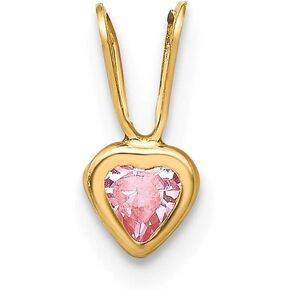 Charm Pendant 14K Yellow Gold Themed Cubic Zirconia CZ Heart Pink 10 mm 5