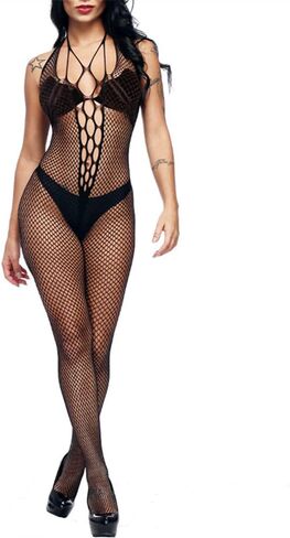 Fishnet Bodysuit Bodystocking Lingerie for Women, Sexy Outfit Exotic Lingerie Crotchless Mesh Babydoll in Kuwait