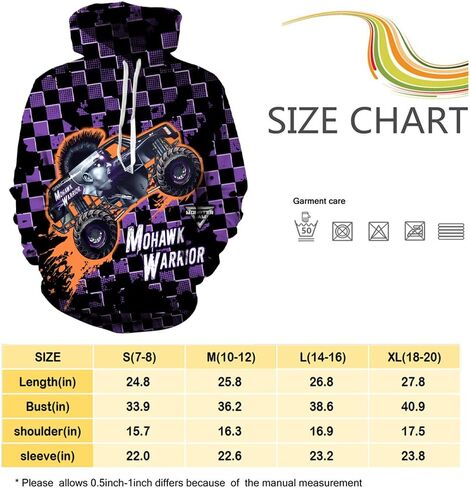 سترة بقلنسوة كلاسيكية واريور بغطاء رأس للشاحنة بأقصى قدر من التدمير للأطفال الصغار إلى الأطفال الكبار، مقاس 01-صغير in Kuwait