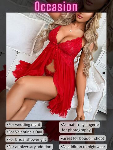 Kaei&Shi Maternity Long Dress, Wirefree Lace Bra, Mid-Rise Panty, 2Pc Babydoll in Saudi Arabia
