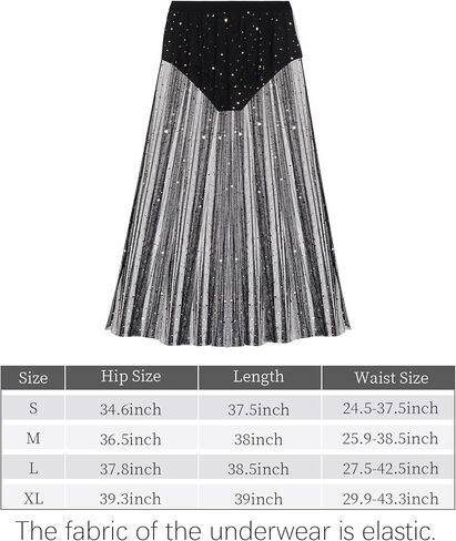 تنورة شبكية شفافة عالية الخصر 2 في 1 تنورة طويلة شفافة بطباعة المجرة للنساء in Kuwait