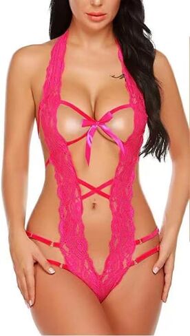 UNDERWEAR SET ，One Piece Lingerie Sexy Lace jumpsuit Bodysuit Deep V Teddy Babydoll Nightgown（ One size fits all） in Saudi Arabia