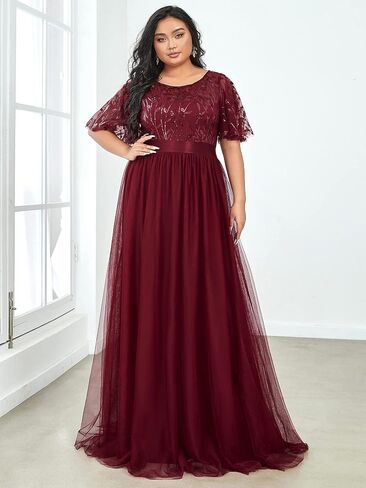 Alisapan Womens Plus Size Sequin Long Formal Evening Dresses 0904 in Saudi Arabia