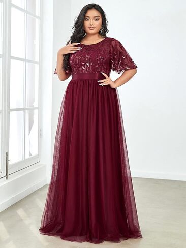 Alisapan Womens Plus Size Sequin Long Formal Evening Dresses 0904 in Saudi Arabia
