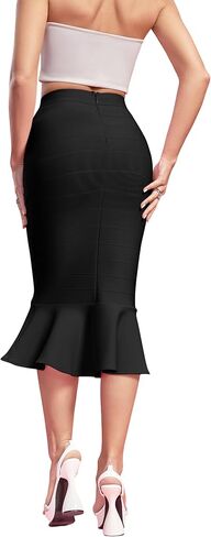 تنورة Maketina نسائية أساسية عالية الخصر على شكل ذيل السمكة، تنورة ضيقة على شكل حورية البحر، تنورة متوسطة الطول للحفلات المسائية in Kuwait