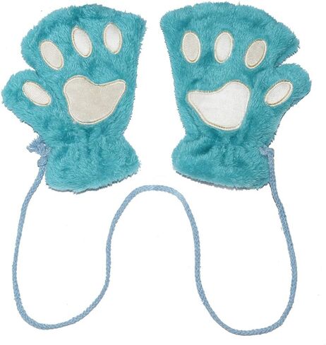 Chiclinco Women Fingerless Paw Gloves, Plush Cat Bear Claw Plush Mittens Half Finger Glove for Teens Kids in Kuwait