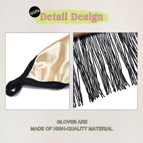 قفازات شرابة بدون أصابع، قفازات من الساتان، قفازات بطول الكوع، قفازات أوبرا من عشرينيات القرن العشرين، قفازات تنكرية للنساء والفتيات in Kuwait