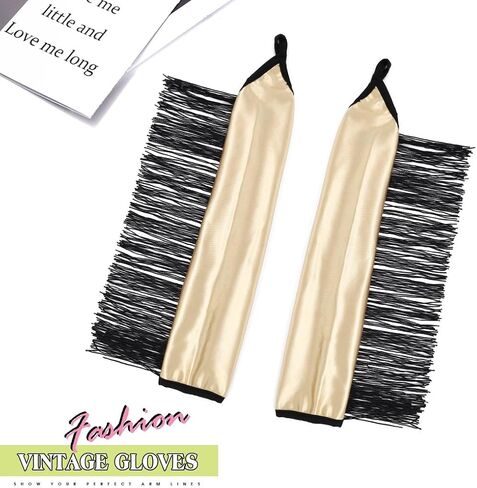 قفازات شرابة بدون أصابع، قفازات من الساتان، قفازات بطول الكوع، قفازات أوبرا من عشرينيات القرن العشرين، قفازات تنكرية للنساء والفتيات in Kuwait