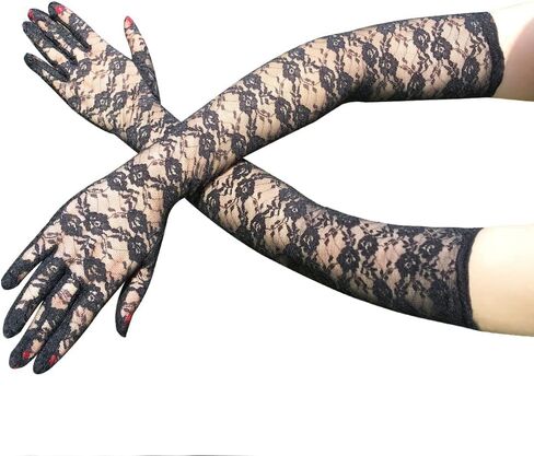 Lace Gloves Polka Dot Mesh Gloves Elegant Tea Party Lace Gloves Short Long Vintage Wedding Gloves for Women Costume in Kuwait