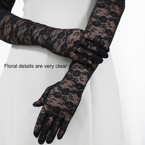 Lace Gloves Polka Dot Mesh Gloves Elegant Tea Party Lace Gloves Short Long Vintage Wedding Gloves for Women Costume in Kuwait