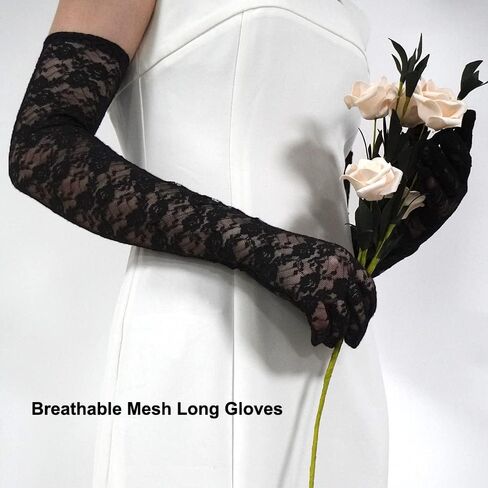 Lace Gloves Polka Dot Mesh Gloves Elegant Tea Party Lace Gloves Short Long Vintage Wedding Gloves for Women Costume in Kuwait