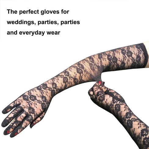 Lace Gloves Polka Dot Mesh Gloves Elegant Tea Party Lace Gloves Short Long Vintage Wedding Gloves for Women Costume in Kuwait