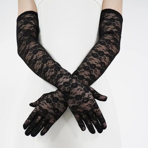 Lace Gloves Polka Dot Mesh Gloves Elegant Tea Party Lace Gloves Short Long Vintage Wedding Gloves for Women Costume in Kuwait