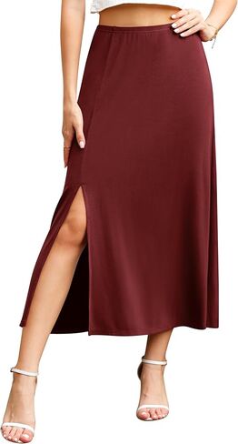 Jouica Womens Summer Casual Elegant Elastic High Waist Side Split Summer Beach Sexy Midi Skirt for Women 2024 in Kuwait