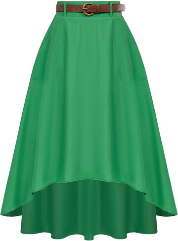 تنورة غير متماثلة من Belle Poque مع جيوب تنانير متوسطة الطول عالية الخصر للنساء تنورة صيفية مع حزام 2024 in Saudi Arabia
