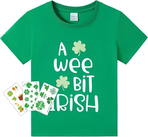 قميص MERIABNY Kids St Patricks Day قميص Lucky Shamrock قصير الأكمام للأعمار من 4 إلى 11 عامًا in Saudi Arabia
