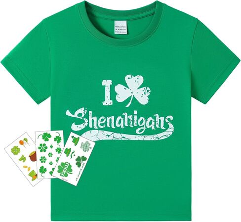 قميص MERIABNY Kids St Patricks Day قميص Lucky Shamrock قصير الأكمام للأعمار من 4 إلى 11 عامًا in Saudi Arabia