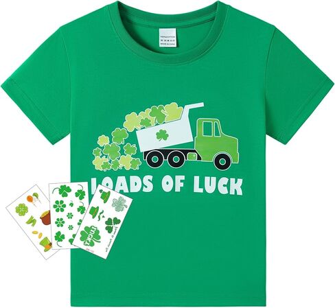 MERIABNY Kids St Patricks Day Shirt Lucky Shamrock Short Sleeve Shirt for Aged 4-11 in Kuwait