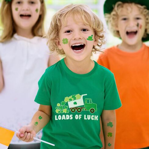 MERIABNY Kids St Patricks Day Shirt Lucky Shamrock Short Sleeve Shirt for Aged 4-11 in Kuwait