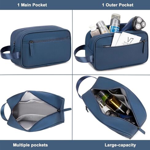 حقيبة أدوات الزينة للسفر للرجال، أدوات الزينة المصنوعة من جلد البولي يوريثان، حقائب حلاقة مقاومة للماء، حقيبة صغيرة لتنظيم نظافة الحمام، هدية للرجال والنساء وإكسسوارات السفر in Kuwait