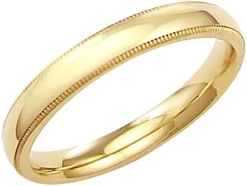 Sonia Jewels 14k Solid Yellow Gold Milgrain Wedding Band Ring 3MM - Size 9 in Saudi Arabia