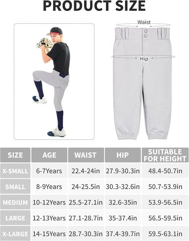 Baseball Pants with Baseball Socks Belt Youth Boys Set Boys Baseball Pants Knicker Softball Pants, 3 Pack in Kuwait