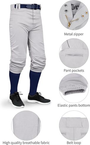 Baseball Pants with Baseball Socks Belt Youth Boys Set Boys Baseball Pants Knicker Softball Pants, 3 Pack in Kuwait