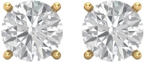 3.9ct Round Cut Solitaire White Created Sapphire Unisex Stud Earrings 14k Yellow Gold Screw Back conflict free Jewelry in Saudi Arabia