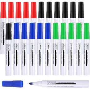Utron 22 Pack Dry Erase Markers, 4 Colors Markers Dry Erase, Whiteboard Markers With Dry-Erase Boards for School Office Home