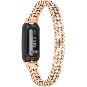 FitTurn Compatible with Fitbit inspire 3 Smart Watch Band for Women Men Replacement Quick Release Rhinestone Metal Bling Bracelet Wristband Women Men Girls