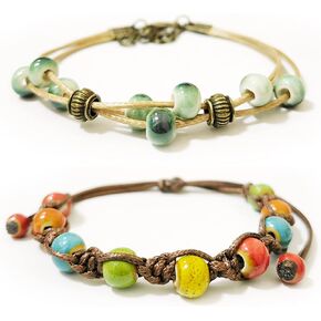 Handmade Porcelain Beads Bracelet Ethnic Style Bracelet National Style Literature and Art Bracelet Ocean Vacation Party Bracelet