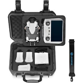 Lekufee Portable Waterproof Hard Case Compatible with DJI Mini 4 Pro Drone/DJI Mini 3 Pro/Mini 3 Drone/Combo/DJI RC 2/RC-N2 and Accessories (Case Only)(Includes Shoulder Strap)