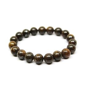 Natural Handmade Bronzite Bracelet - Self-Confidence Round Beads Bracelets - Gemstone - Semi-Precious Sacral Chakra Balancing Bracelet - Stretch Bracelet 8mm