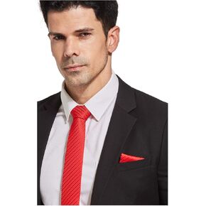 ربطة عنق رجالية صلبة هدية عيد الحب صديقة للبيئة نحيفة أنيقة وربطة عنق مخططة مع منديل مجاني in Kuwait